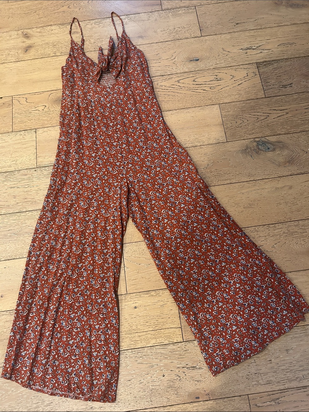 vestique Rust Floral Wide-Leg Jumpsuit